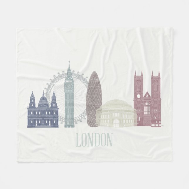 London Skyline Fleece Blanket (Front (Horizontal))