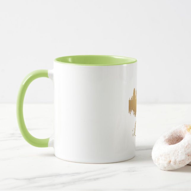 London Skyline Gold Map City England Europe Mug (With Donut)