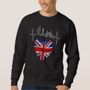 London Skyline Heartbeat UK United Kingdom Flag Lo Sweatshirt
