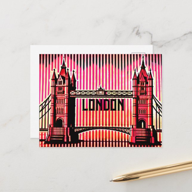 London SKyline in BAUHAUS optical illusion style Postcard (Front/Back In Situ)