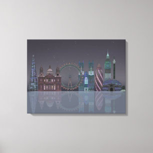 London Skyline Night Reflections Canvas Print