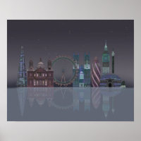 London Skyline Night Reflections