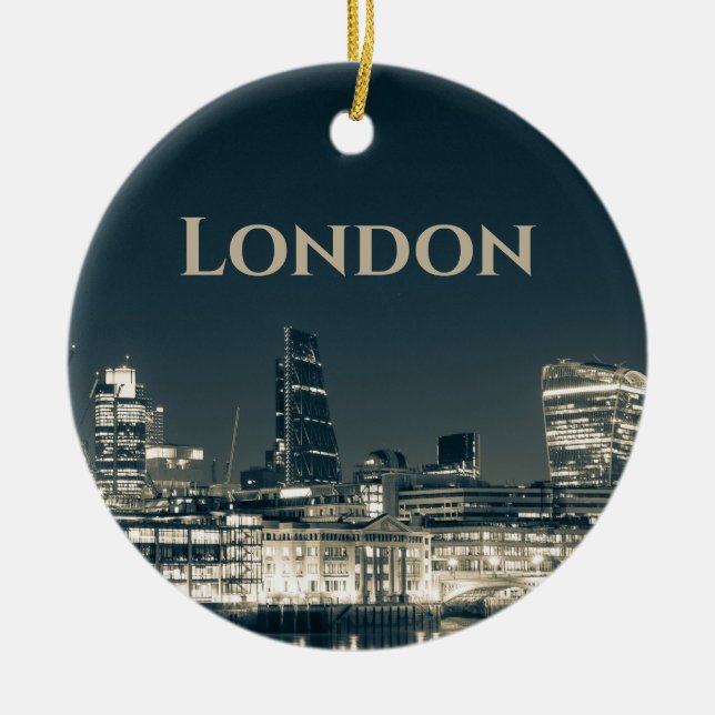 London Skyline Panorama Urban Souvenir Gift Ceramic Tree Decoration (Front)