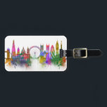 London Skyline - Rainbow Luggage Tag<br><div class="desc">London Skyline Rainbow Bright by Fab Funky. Features famous landmarks of London in a watercolor style using a rainbow of colours.</div>