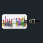 London Skyline - Rainbow Luggage Tag<br><div class="desc">London Skyline Rainbow Bright by Fab Funky. Features famous landmarks of London in a watercolor style using a rainbow of colours.</div>