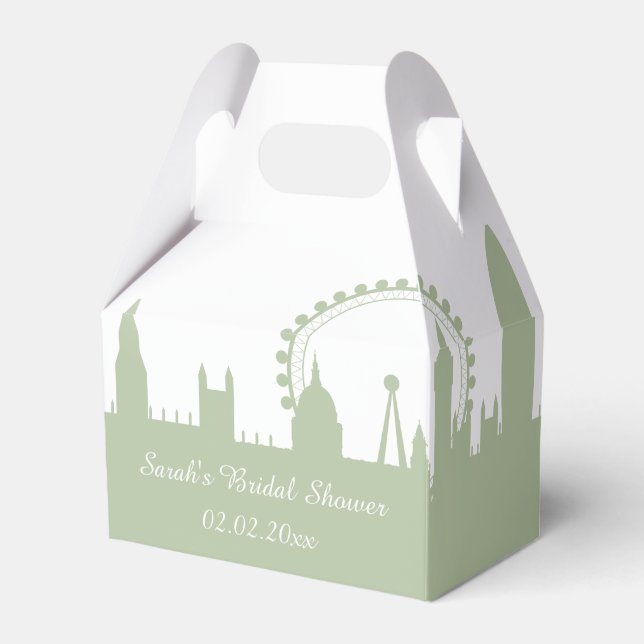 London Skyline Sage Personalised favour boxes (Front Side)