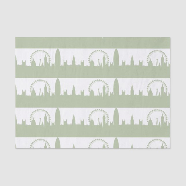 London Skyline Sage tissues paper (Front)