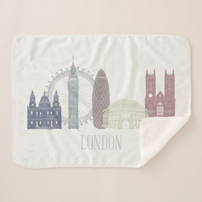 London Skyline Sherpa Blanket (Front (Horizontal))