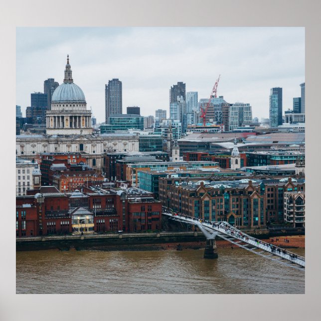 London Skyline: St. Paul's Aerial View Poster (Front)