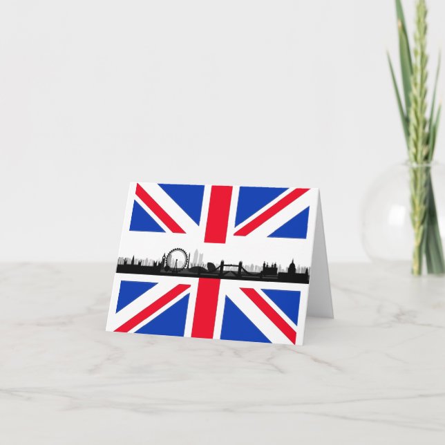 London Skyline Union Jack Flag Note Card (Front)