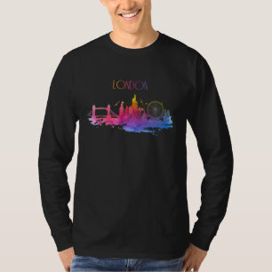 London Skyline Watercolor Art UK England Souvenir T-Shirt