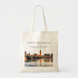 London Skyline Watercolor Girls Weekend Tote Bag