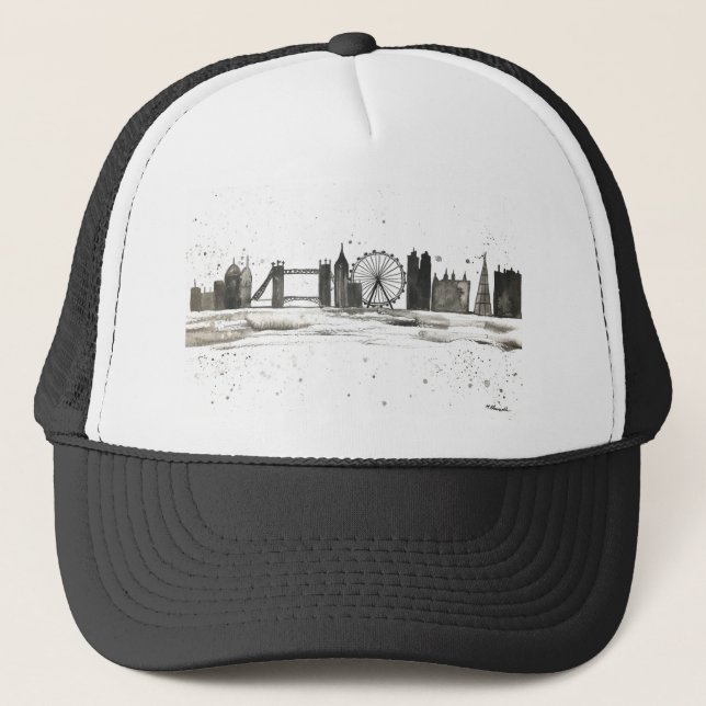 London skyline watercolour trucker hat (Front)