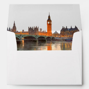 London Skyline Wedding Return Address Envelope