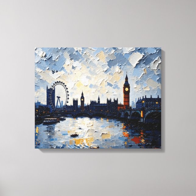 London Skyline Wrapped Canvas | Impasto Oil Paint (Front)