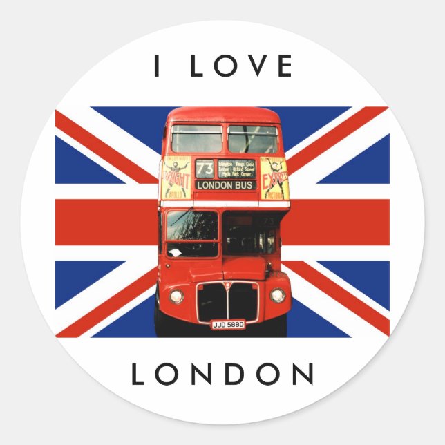 London Stickers with Bus and British Flag 2 (Front)