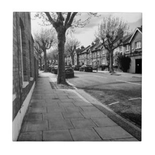 London Street View England black and white Tile