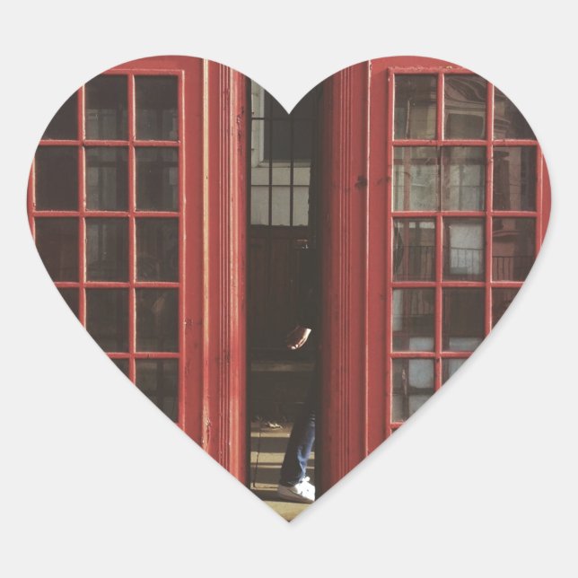 London Telephone Box Heart Sticker (Front)