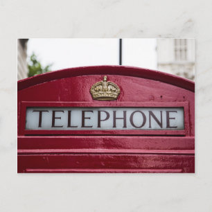 London Telephone Phone Booth Red Postcard