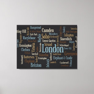 London Text Map Canvas Print