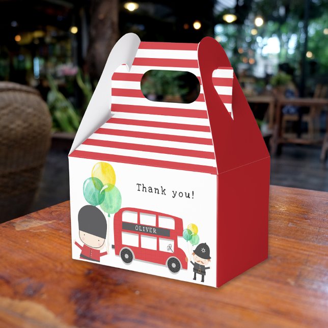 London Theme Red Double-decker Bus Kids Party Favour Box (Creator Uploaded)