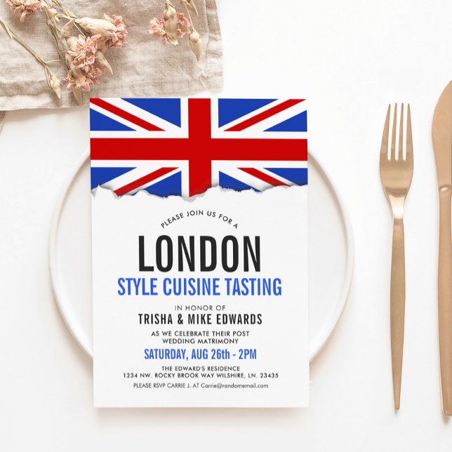 London Themed Cuisine | Party Flag White Invite (Creator Uploaded)