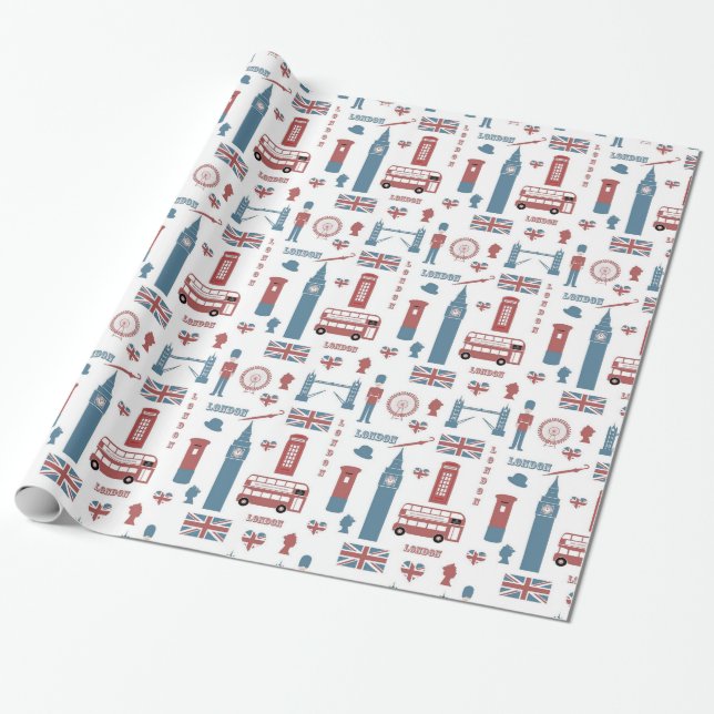 London Themed Gift Wrap (Unrolled)