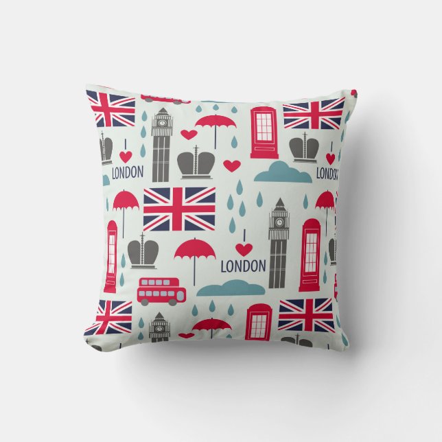 London Themed Throw Pillow (Front)