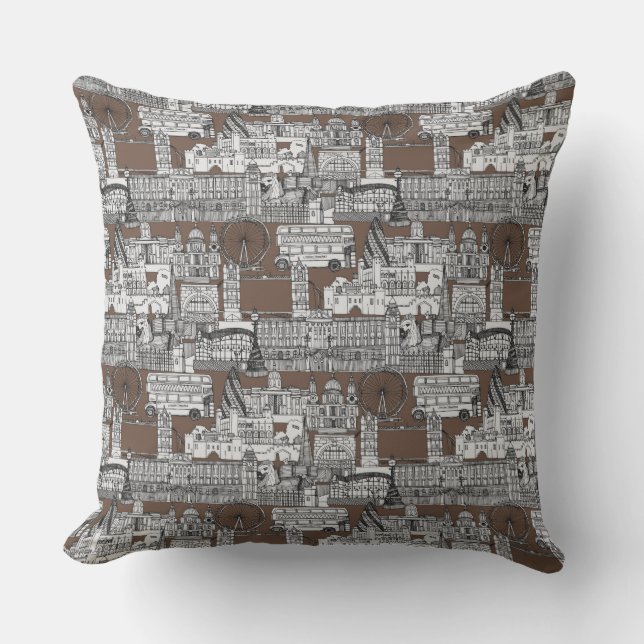 London toile mocha cushion (Front)