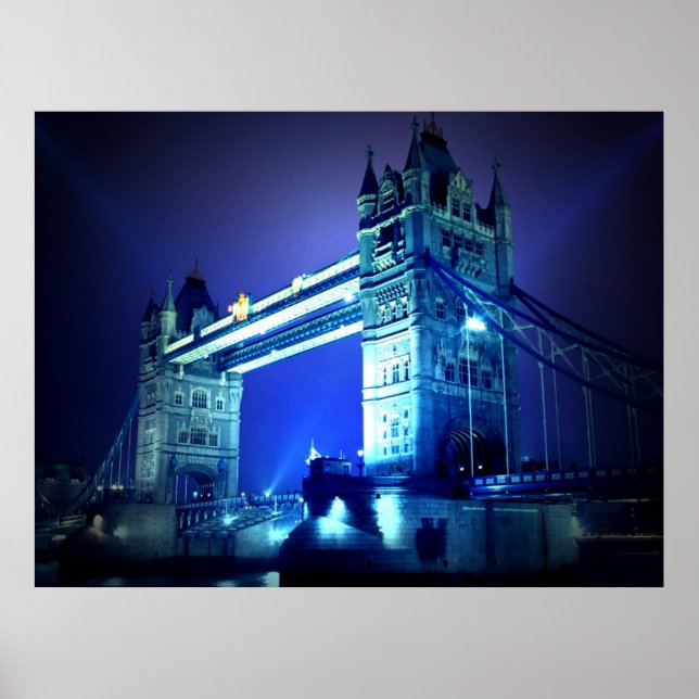 London Tower Bridge at Blue Night Poster (Front)