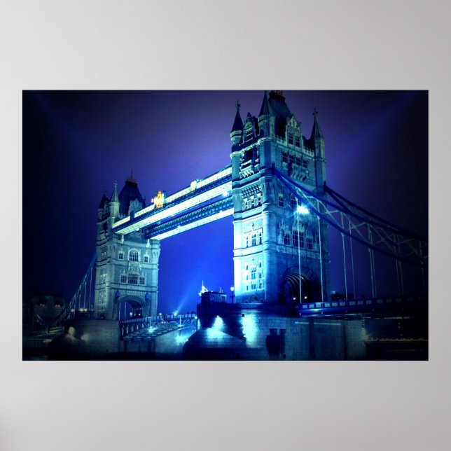 London Tower Bridge at Blue Night Poster (Front)