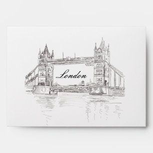 London Tower Bridge Black White Illustration Envelope