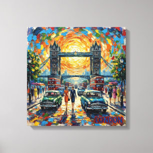 London Tower Bridge Iconic Scene Stretched Canvas Print