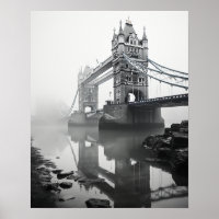 London Tower Bridge in the fog