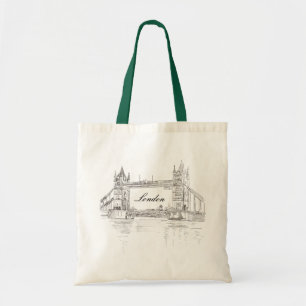 London Tower Bridge Pen and Ink Sketch Tote Bag