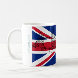 London Tower Bridge Union Jack Flag British Coffee Mug