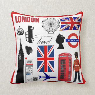 London Travel Collage Modern Union Jack Cushion
