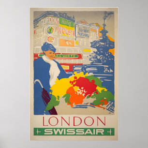 London Travel Poster England Art Print SWISS Touri