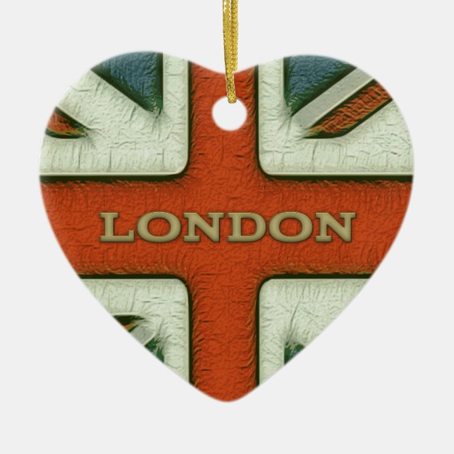 London UK Flag Ceramic Tree Decoration (Front)