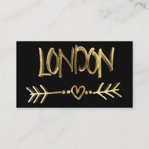 London UK Love Black and Gold Typography Elegant Business Card