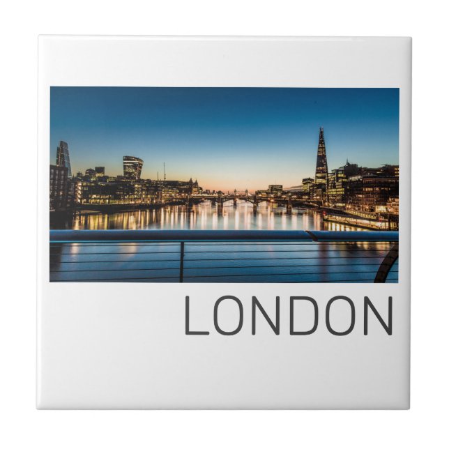 London Uk Skyline United Kingdom England Souvenir Tile (Front)