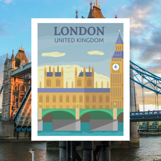 London, UK Vintage Retro Travel Postcard (london uk postcard)