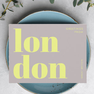 London UK yellow typography Postcard