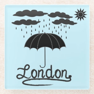 London Under An Umbrella Glass Coaster
