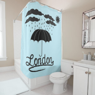 London   Under An Umbrella Shower Curtain