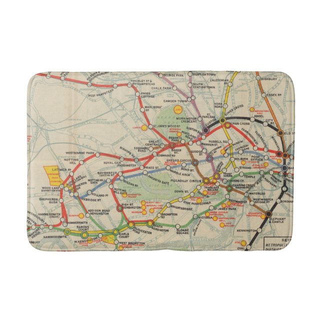 London Underground Railways Map Bath Mat (Front)
