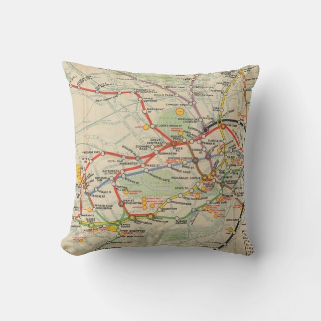 London Underground Railways Map Cushion (Front)