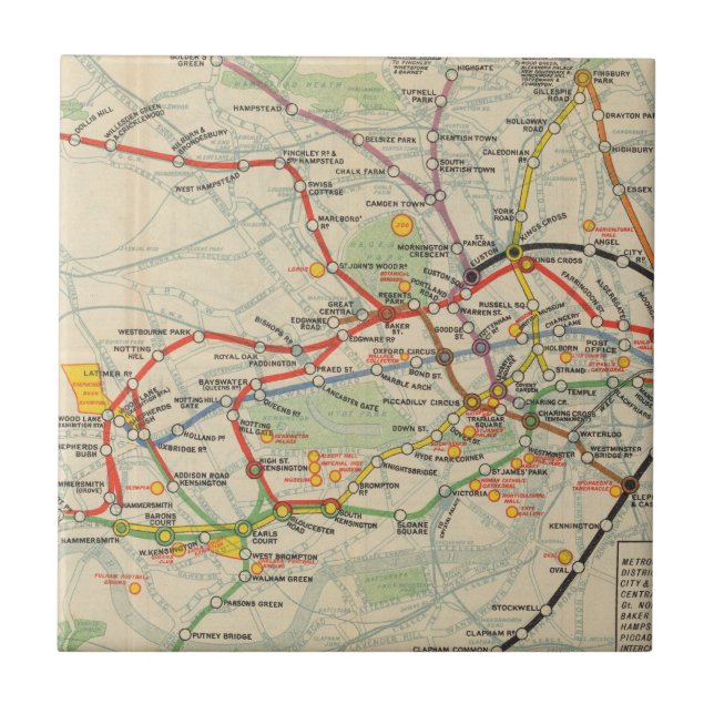 London Underground Railways Map Tile (Front)