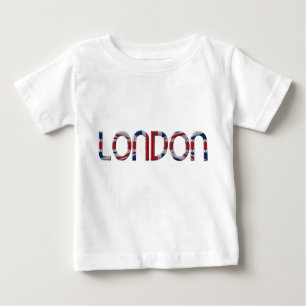 London Union Jack British Flag Typography Elegant Baby T-Shirt
