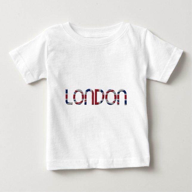 London Union Jack British Flag Typography Elegant Baby T-Shirt (Front)